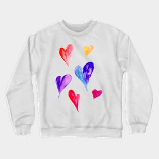 Cute Watercolor Hearts Wash Valentine Romance Crewneck Sweatshirt